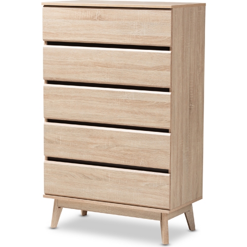 Miren 5 Drawer Chest in Light Oak & Dark Gray Finish