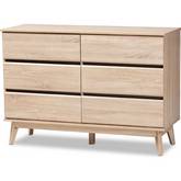 Miren 6 Drawer Dresser in Light Oak & Dark Gray Finish