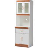 Laurana Kitchen Cabinet & Hutch in White & Cherry Finish