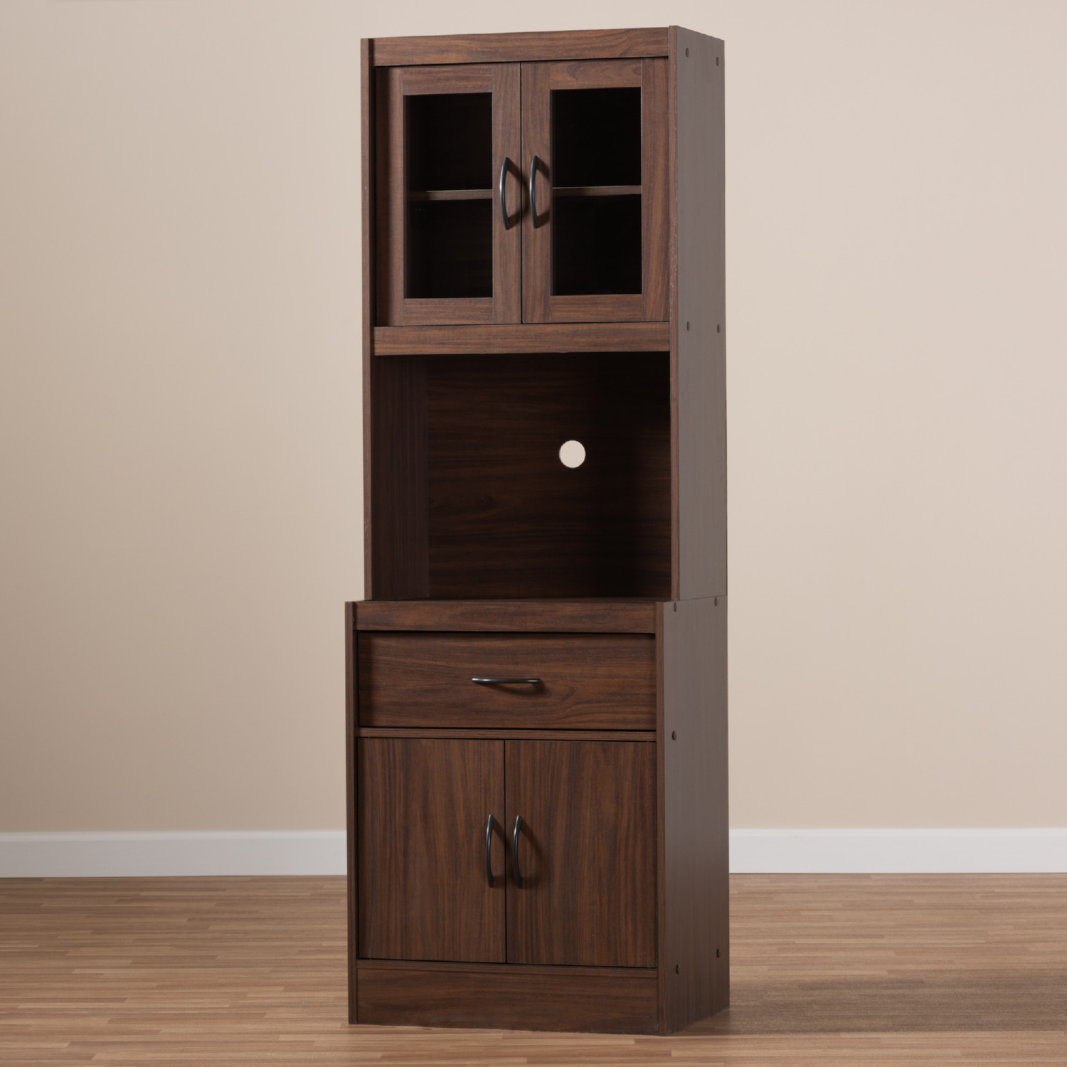 Baxton WS883200 Dark Walnut Laurana Kitchen Cabinet Hutch in