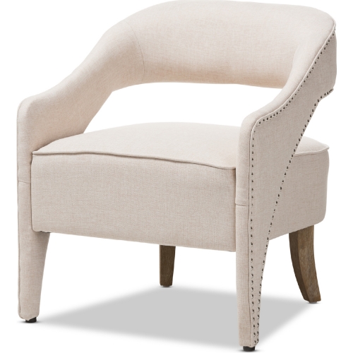 Floriane Accent Lounge Chair in Beige Fabric