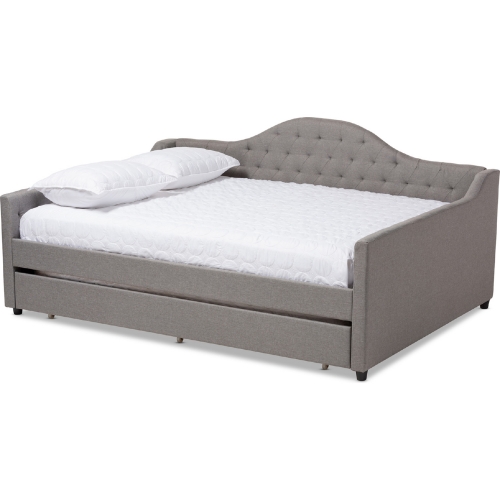 Eliza Full Daybed w/ Trundle in Tufted Gray Fabric