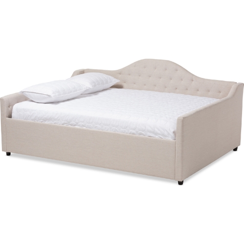 Eliza Full Daybed in Tufted Light Beige Fabric