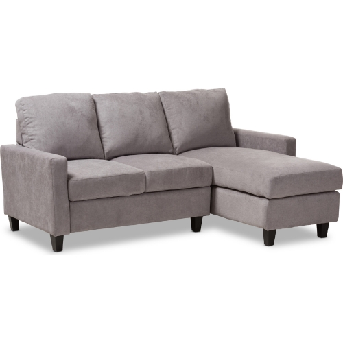 Grayson Reversible Chaise Sectional Sofa in Light Gray Fabric