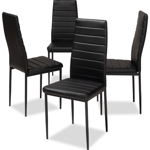 Armand Dining Chair in Black Leatherette (Set of 4)