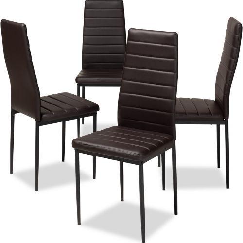 Armand Dining Chair in Brown Leatherette (Set of 4)