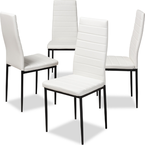 Armand Dining Chair in White Leatherette (Set of 4)