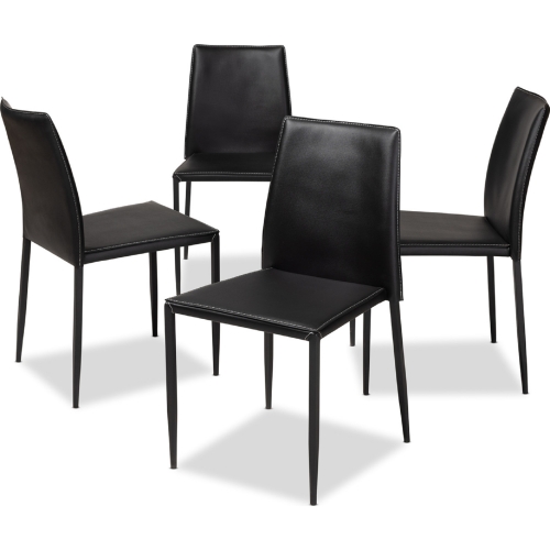 Pascha Dining Chair in Black Leatherette (Set of 4)