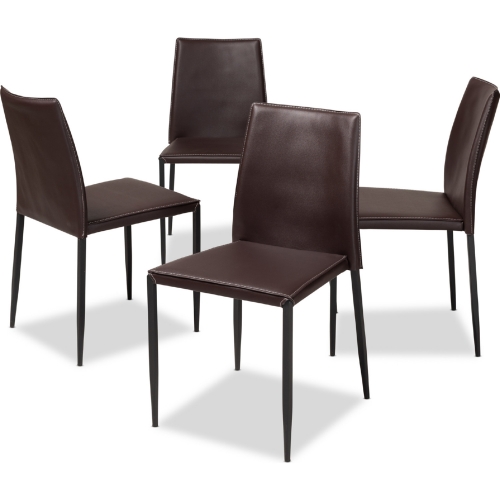 Pascha Dining Chair in Brown Leatherette (Set of 4)