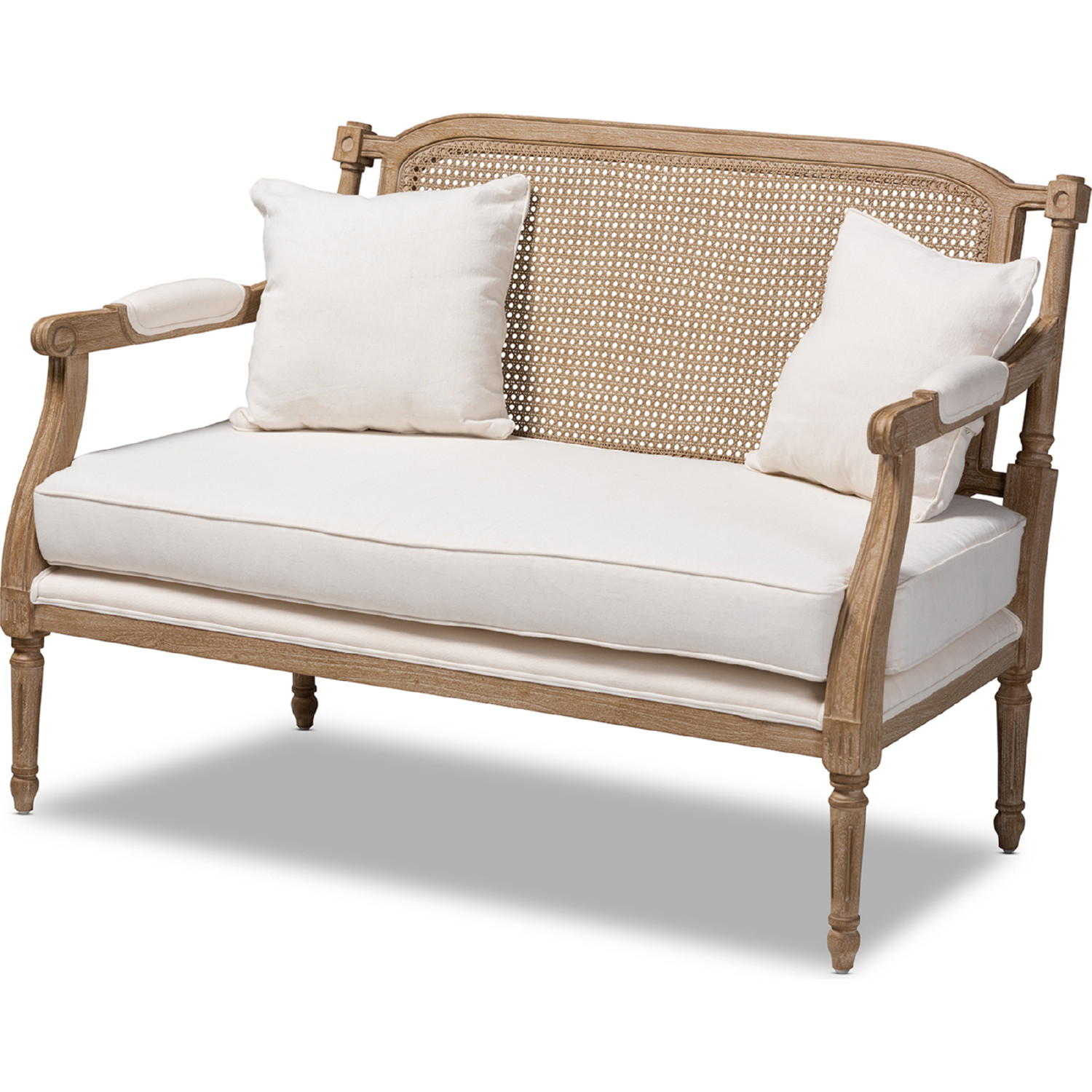 Baxton ASS1038 LS Clemence Loveseat in Ivory Fabric White