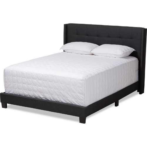 Lisette King Bed in Charcoal Gray Fabric