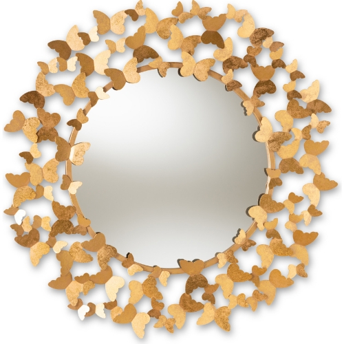 Soleil Butterfly Wall Mirror in Antique Gold Finish