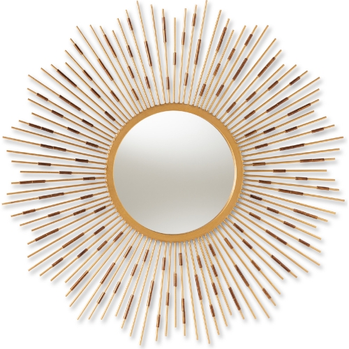 Apollonia Sunburst Wall Mirror in Antique Gold Metal