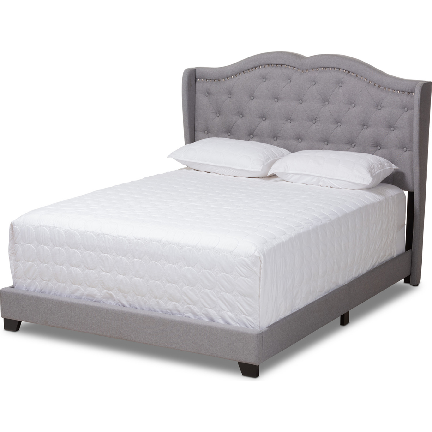 Home Baxton Studio Aden Full Bed in Tufted Gray Fabric