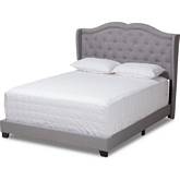 Aden King Bed in Tufted Gray Fabric