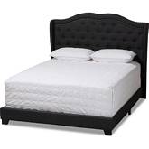 Aden King Bed in Tufted Charcoal Gray Fabric