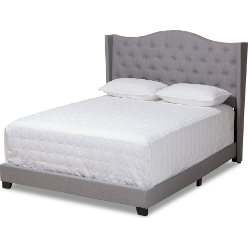 Alesha King Bed in Tufted Gray Fabric