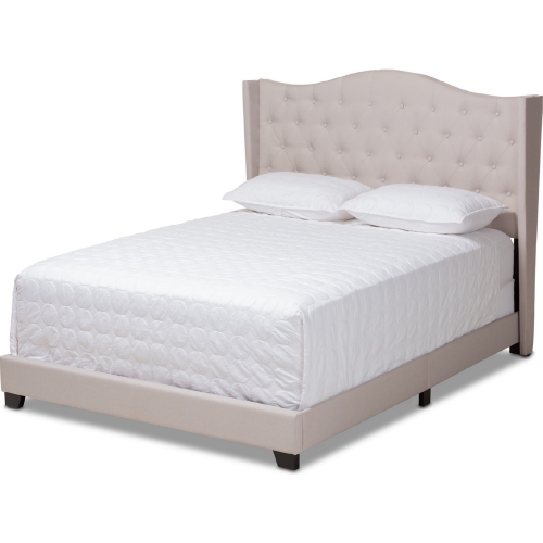 Alesha King Bed in Tufted Beige Fabric