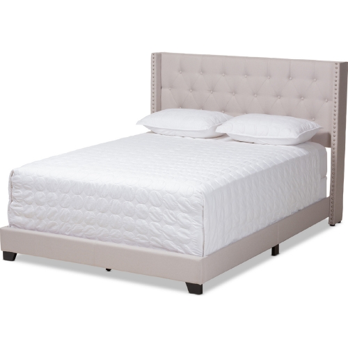 Brady King Bed in Tufted Beige Fabric