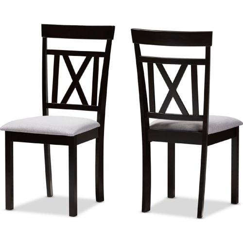 Rosie Dining Chair in Gray Fabric & Espresso Finish (Set of 2)