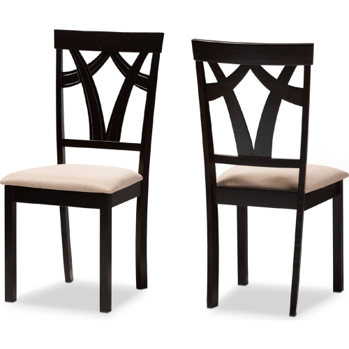 Sylvia Dining Chair in Sand Fabric & Espresso Finish (Set of 2)