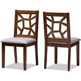 Abilene Dining Chair in Gray Fabric & Walnut Brown (Set of 2)