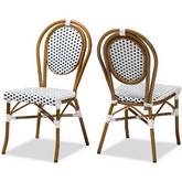 Gauthier Indoor Outdoor Dining Chair in Blue & White Bamboo Style (Set of 2)