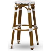 Joelle Indoor Outdoor Bar Stool in Gray & White Bamboo Style