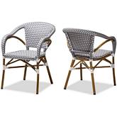 Eliane Indoor Outdoor Dining Chair in Gray & White Bamboo Style (Set of 2)