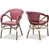 Eliane Indoor Outdoor Dining Chair in Red & White Bamboo Style (Set of 2)