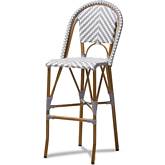 Ilene Indoor Outdoor Bar Stool in Gray & White Bamboo Style