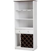 Mattia Wine Cabinet in White & Walnut Finish Wood