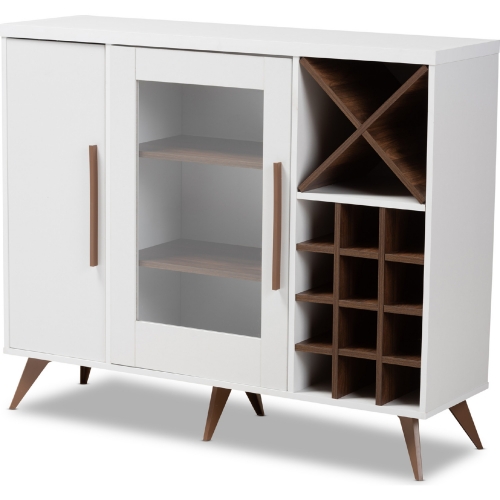 Pietro Wine Cabinet in White & Brown Finish