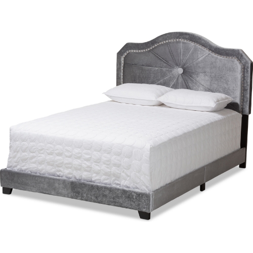 Embla King Bed in Tufted Gray Velvet