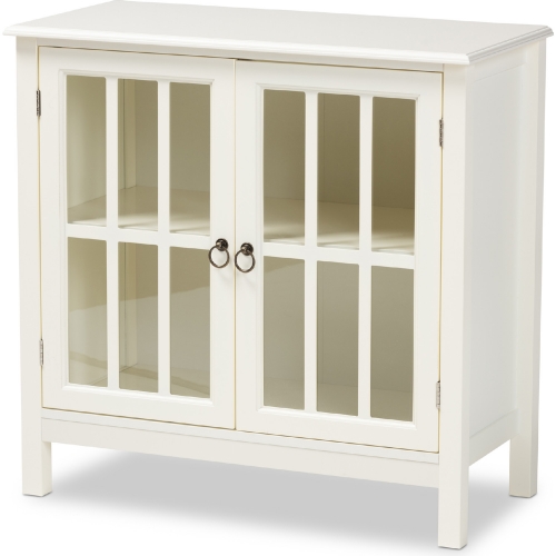 Kendall Storage Cabinet in White Wood & Glass