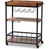 Cerne Bar Cart in Oak Brown & Black Metal