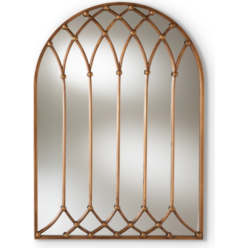 Freja Arched Window Wall Mirror in Antique Bronze Finish