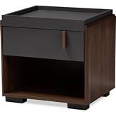 Rikke 1 Drawer Nightstand in Gray & Walnut Finish