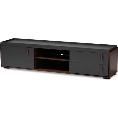 Rikke 2 Drawer 70" TV Stand in Gray & Walnut Finish