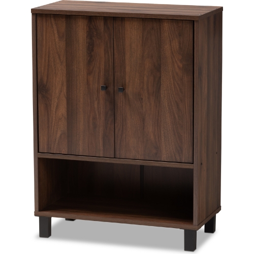 Rossin 2 Door Wood Shoe Storage Cabinet in Walnut Finish