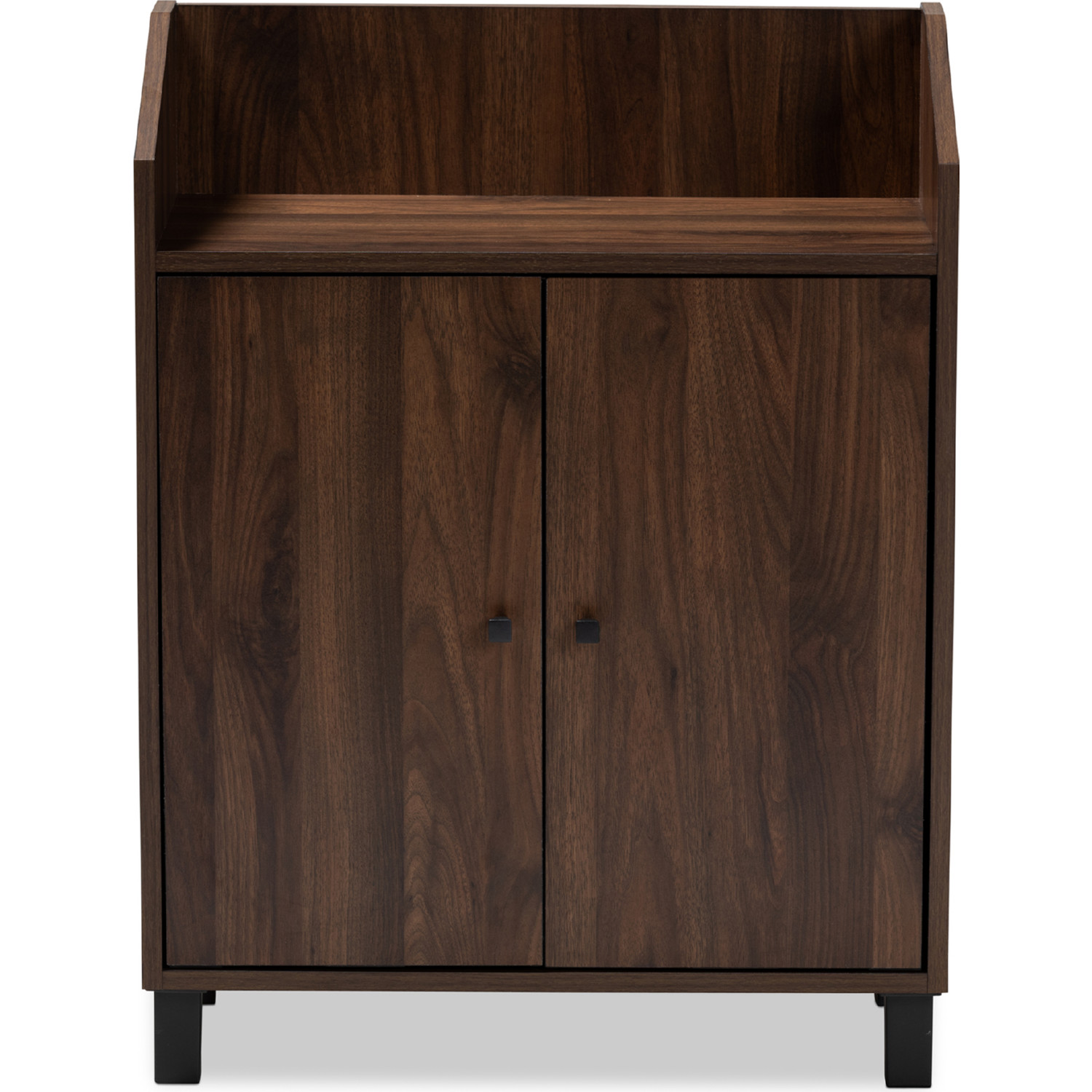 Baxton Studio Rossin Modern Walnut Brown Finished 2-Door Wood Entryway Shoe  Storage Cabinet w/ Open Shelf- ATSC1614-Columbia-Shoe Cabinet