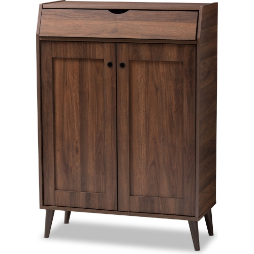 Cormier 2 Door Shoe Storage Cabinet in Walnut Finish Wood