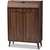 Cormier 2 Door Shoe Storage Cabinet in Walnut Finish Wood