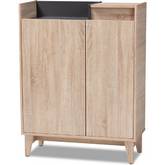 Fella Shoe Cabinet w/ Lift Top Storage in Oak Brown & Dark Gray