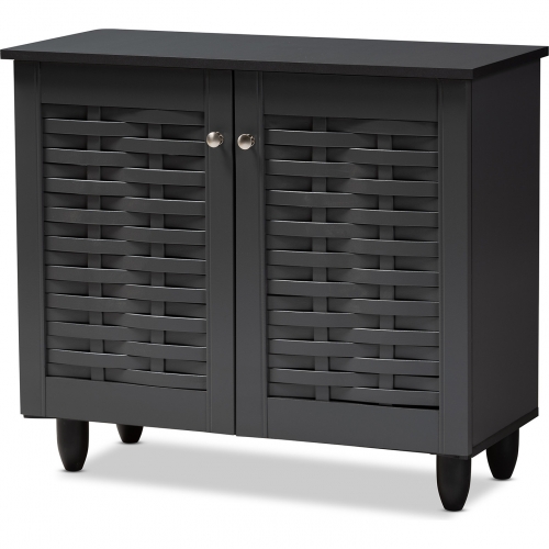 Winda 2 Door Shoe Storage Cabinet in Dark Gray Finish