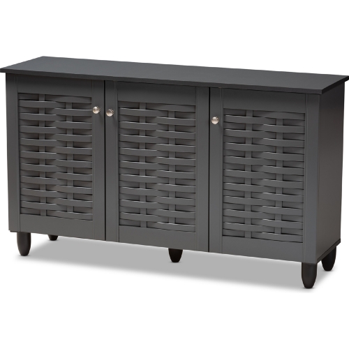 Winda 3 Door Shoe Storage Cabinet in Dark Gray Finish