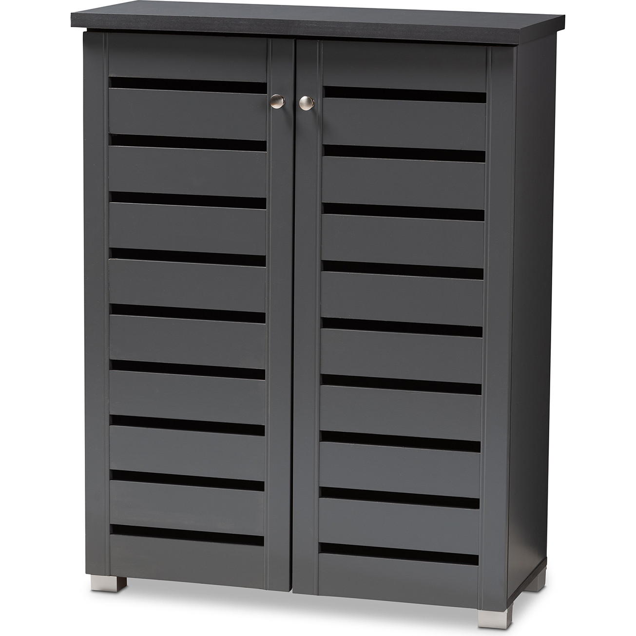 Baxton SC863533 Wenge Adalwin 3 Door Shoe Storage Cabinet in Dark