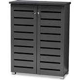 Adalwin 2 Door Shoe Storage Cabinet in Dark Gray Wood