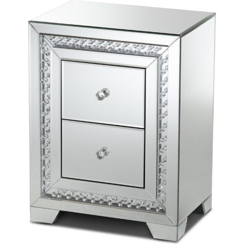 Mina 3 Drawer End Table in Mirror