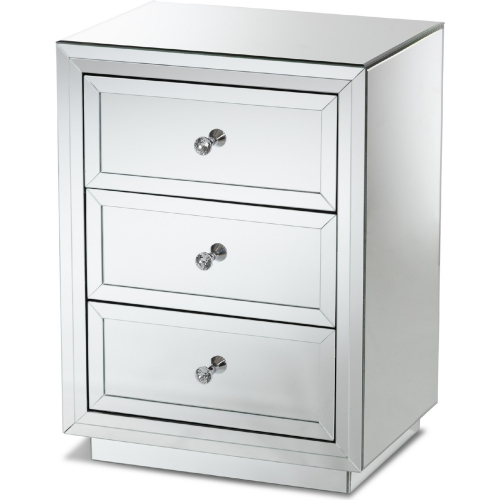 Lina 3 Drawer End Table in Mirror